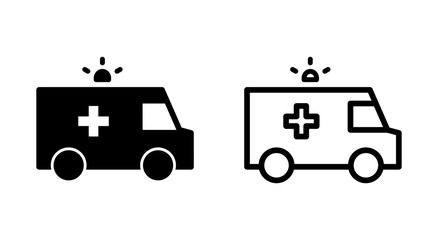 Ambulance icon symbol for apps and websites. ambulance truck sign and symbol. ambulance car