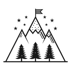Obraz premium Flag of Triumph Minimalist Mountain Victory Icon