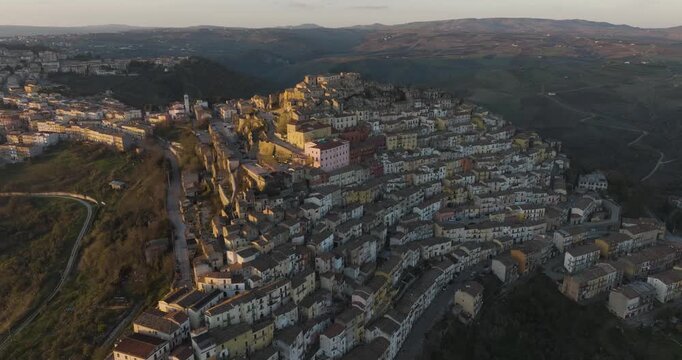Aerial view of Calitri, Italy.