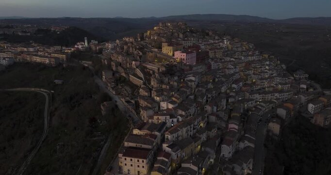 Aerial view of buildings on a hill, Italy.