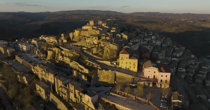 Aerial view of Calitri cityscape, Italy.