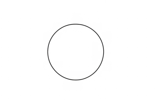 Black outline circle geometric shape on transparent background