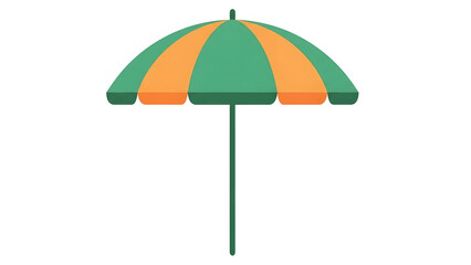 Obraz premium Green and orange striped umbrella on white background