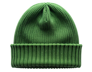 Top-Down View of Folded Green Winter Beanie, PNG Isolated