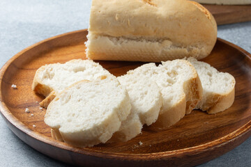 A view of slices of a gluten-free baguette.