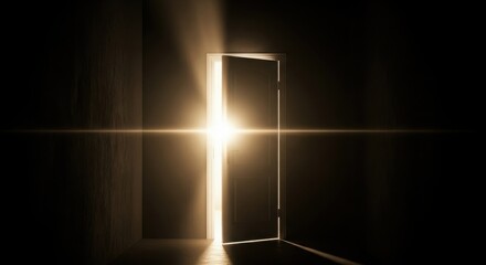 Dramatic Minimalist Doorway Opening to Blinding Golden-White Light