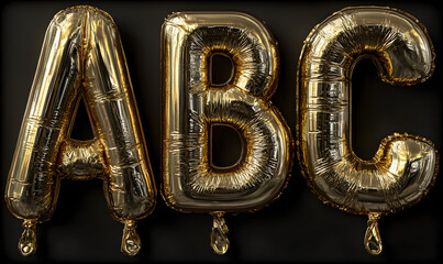 Gold Alphabet Foil Balloons on transparent Background