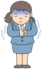 疾患・疾病のイラスト - 寒気・悪寒・震え・体調不良