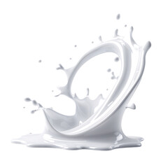 Dynamic white liquid splash with elegant abstract shape and scattered droplets. isolated on transparent background