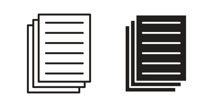 papers icon in filled, thin line, stroke style for website and apps