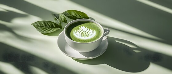Matcha latte with latte art
