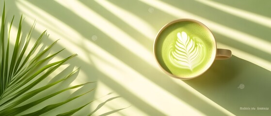 Matcha latte with latte art