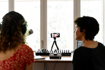 Musician Friends recording music at home studio