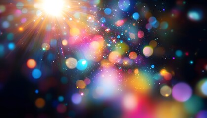 Iridescent light on black background