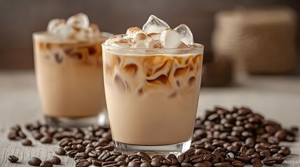 Iced coffee drink with ice