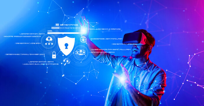 A man experiences virtual reality in a vibrant setup, focusing on concepts of cybersecurity, privacy, and digital safety in today online landscape. XDMCP
