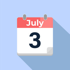 July 3 Vector Calendar
Modern flat color vector calendar with date