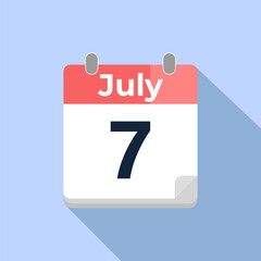 July 7 Vector Calendar
Modern flat color vector calendar with date