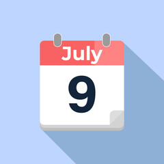 July 9 Vector Calendar
Modern flat color vector calendar with date
