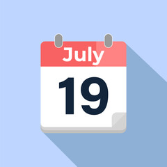 July 19 Vector Calendar
Modern flat color vector calendar with date