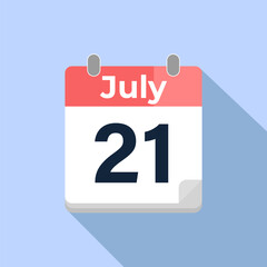 July 21 Vector Calendar
Modern flat color vector calendar with date