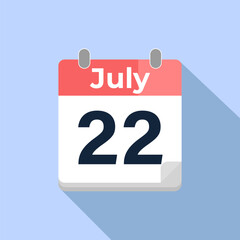 July 22 Vector Calendar
Modern flat color vector calendar with date