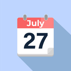 July 27 Vector Calendar
Modern flat color vector calendar with date