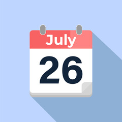 July 26 Vector Calendar
Modern flat color vector calendar with date