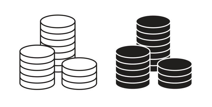 Money coin icon symbol. Vector EPS 10. line and glyph icon
