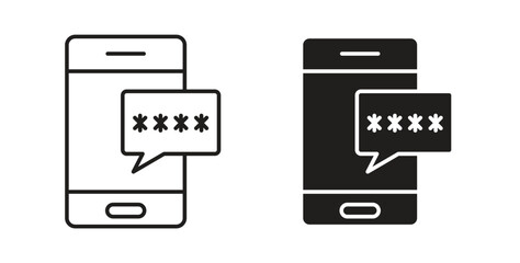Otp sms password icon symbol. Vector EPS 10. line and glyph icon