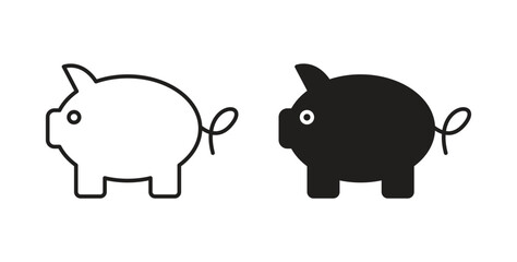 Piggy bank icon symbol. Vector EPS 10. line and glyph icon
