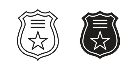 Police badge icon symbol. Vector EPS 10. line and glyph icon