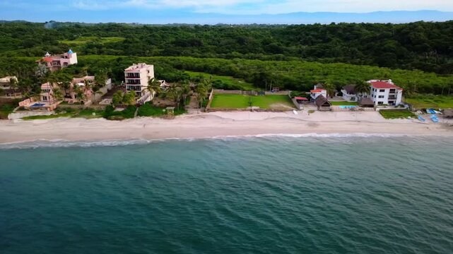 Aerial View of Careyeros Beach in Punta de Mita Mexico #1