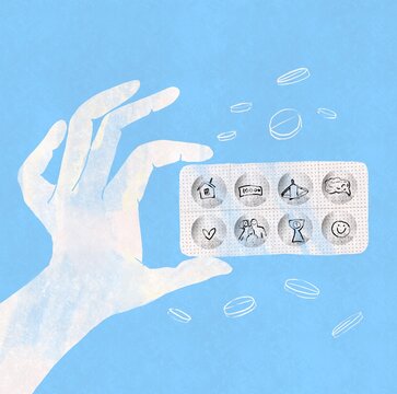 Concept of Selfcare/ pills helps all spheres of life concept