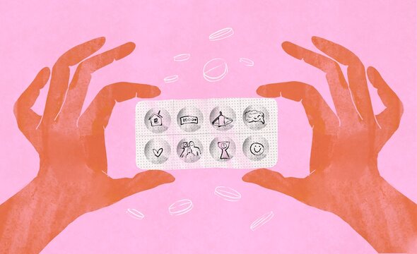 Concept of Selfcare/ pills helps all spheres of life concept