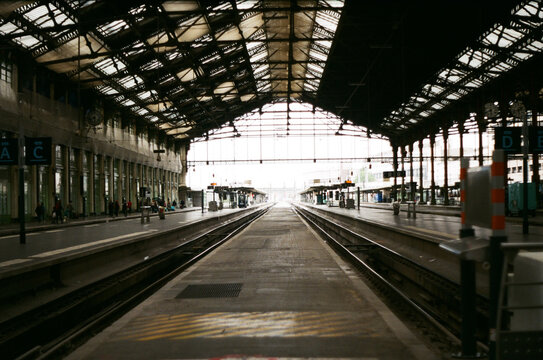 Empty train station in Paris, France