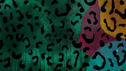 Vibrant Leopard Print Abstract Background – Neon Retro Animal Pattern Texture