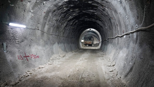 Underground tunnel excavation and engineering work in progress