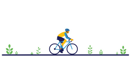 Cyclist enjoying a scenic bike ride, embracing wellness and outdoor activity, perfect for fitness promotion or environmental awareness campaigns