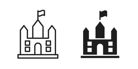 Palace icon doodle set. editable outline stroke vector eps © Tareem
