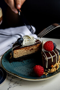 Peanut Butter Chocolate Cheesecake Halves