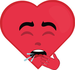 vector illustration emoticon character heart cartoon coughing with your hand in your mouth