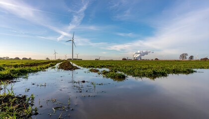 Industrial landscape showing conflicting sources of electricity generation