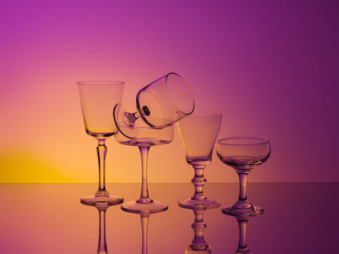 A quartet of elegant glasses, different in shape and size