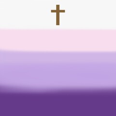 a cross on an Advent themed gradient background 