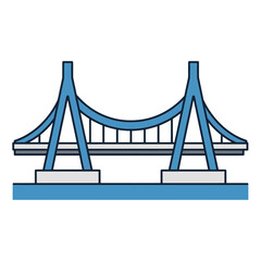 Blue bridge illustration depicting a modern architectural marvel over water.