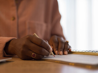 Woman highlighting notes