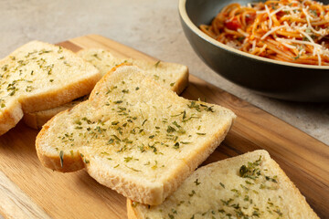A view of dairy-free, gluten-free garlic bread.