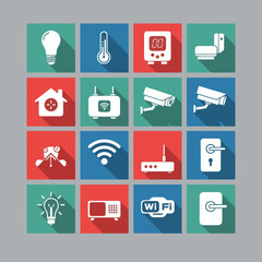 Smart Home Automation Flat Design Icon Collection.