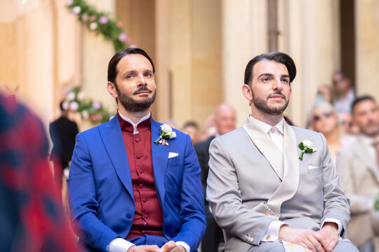 Wedding Ceremony Featuring Two Grooms in Elegant Attire